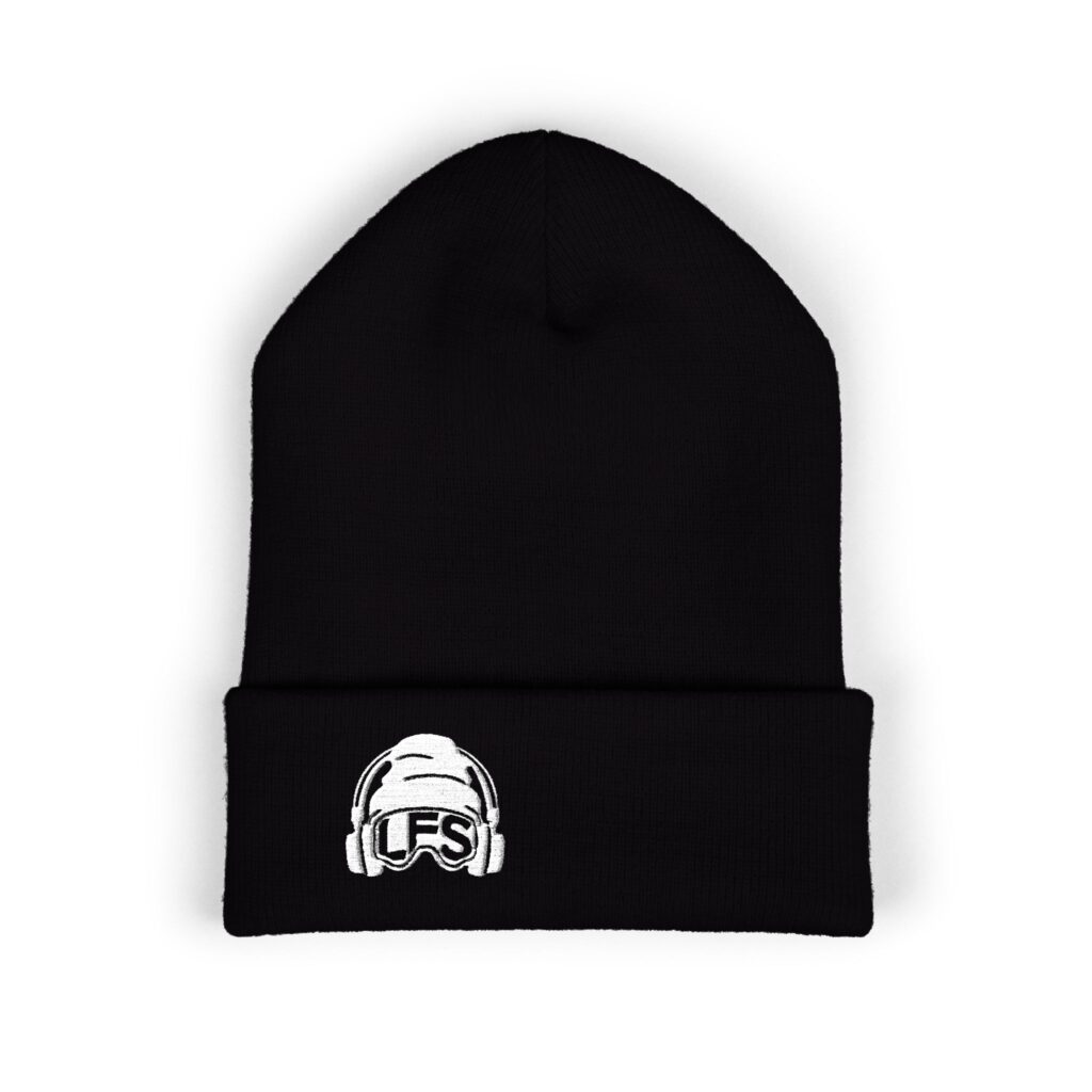 White LFS Logo Knit Beanie